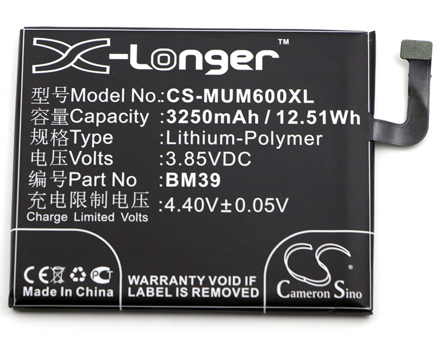 3.85V, 3250mAh, Li-Polymer Battery fits Redmi, 6, 6 Dual Sim Td-lte, 12.5125Wh