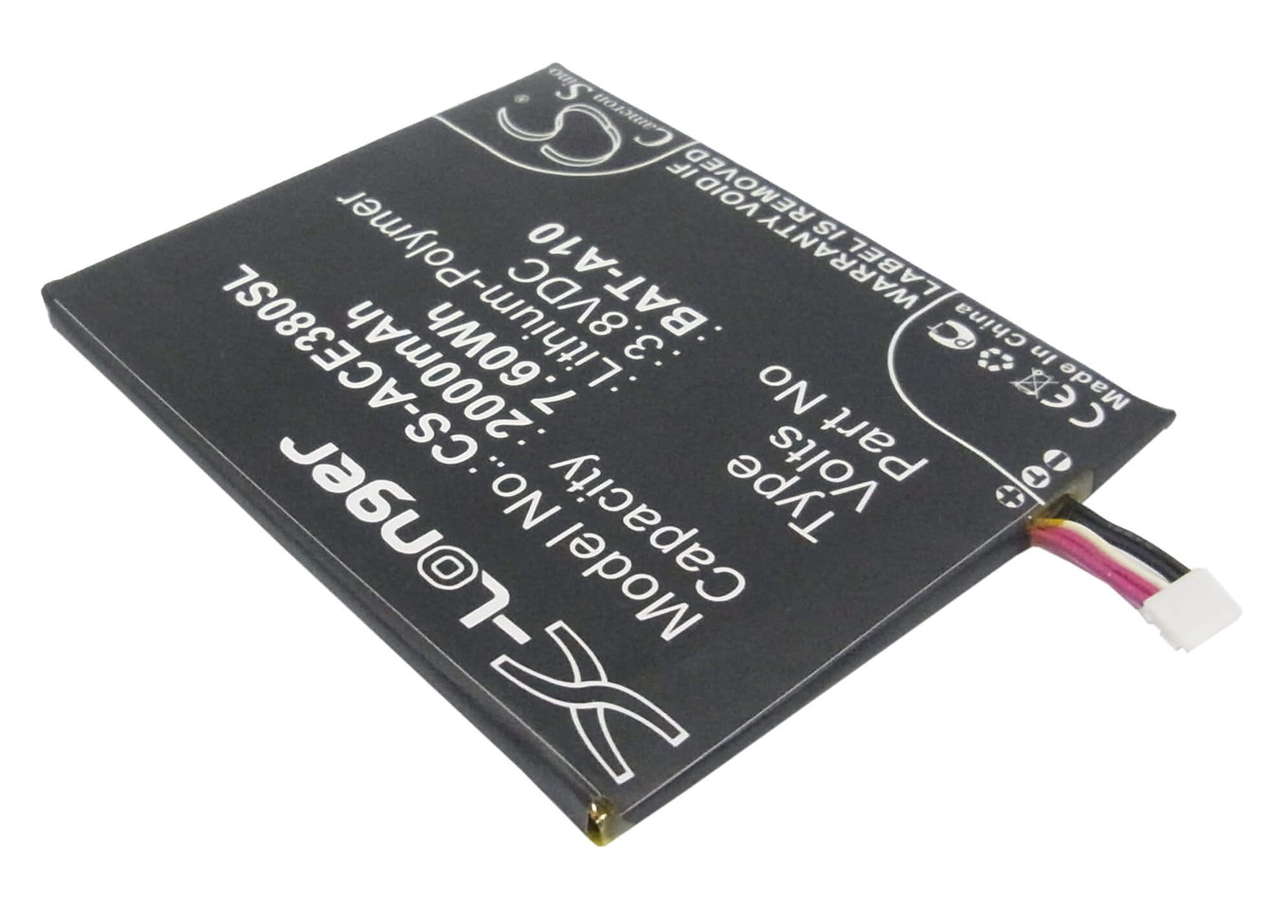 3.8V, 2000mAh, Li-Polymer Battery fits Acer, E380, Liquid E3, 7.6Wh