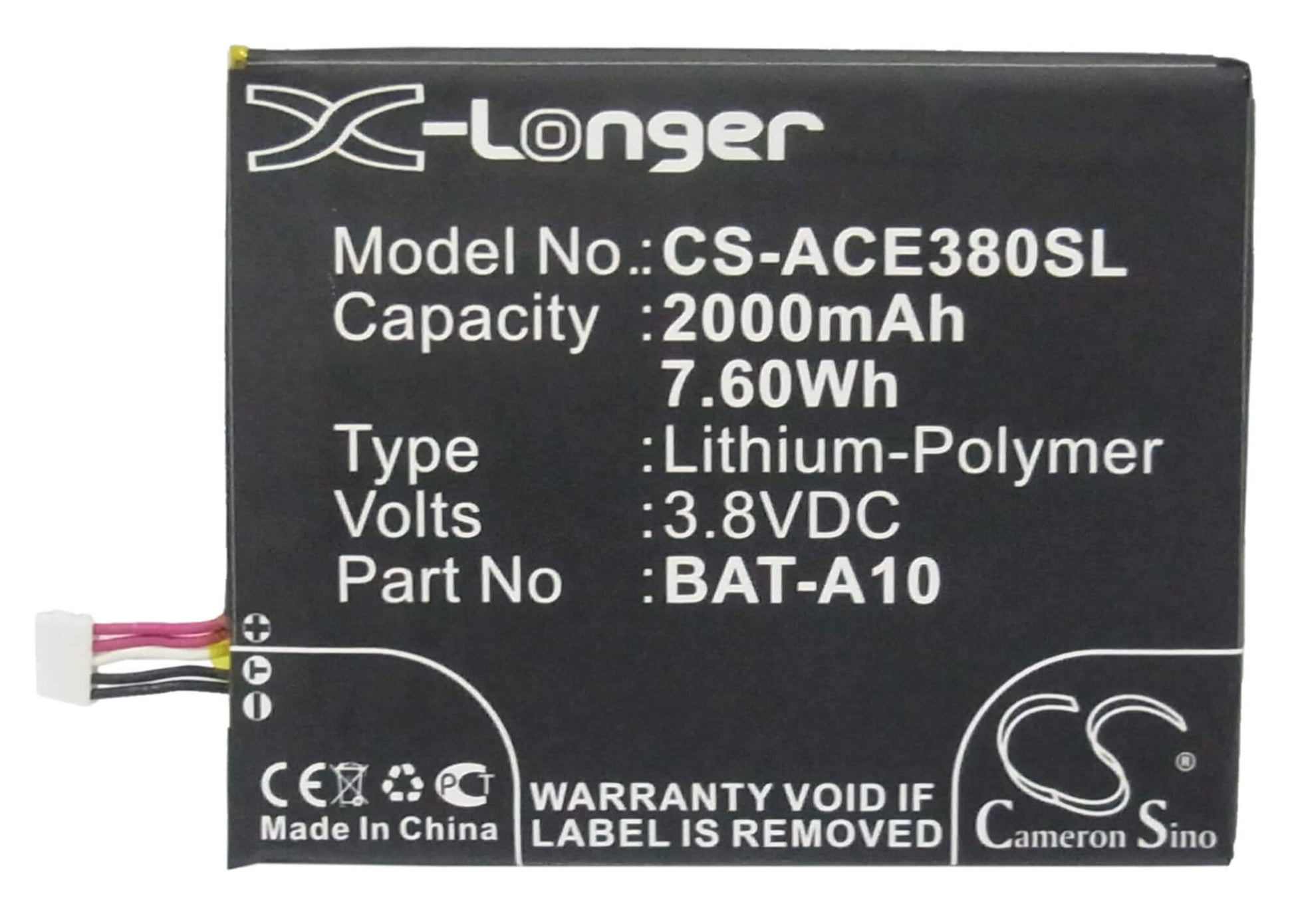 3.8V, 2000mAh, Li-Polymer Battery fits Acer, E380, Liquid E3, 7.6Wh