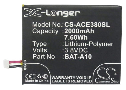 3.8V, 2000mAh, Li-Polymer Battery fits Acer, E380, Liquid E3, 7.6Wh