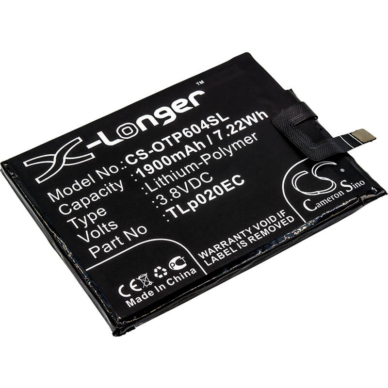 3.8V, 1900mAh, Li-Polymer Battery fits Alcatel, One Touch Pop Up, One Touch Pop Up Lte Dual Sim, 7.22Wh