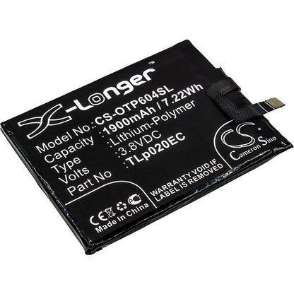 3.8V, 1900mAh, Li-Polymer Battery fits Alcatel, One Touch Pop Up, One Touch Pop Up Lte Dual Sim, 7.22Wh