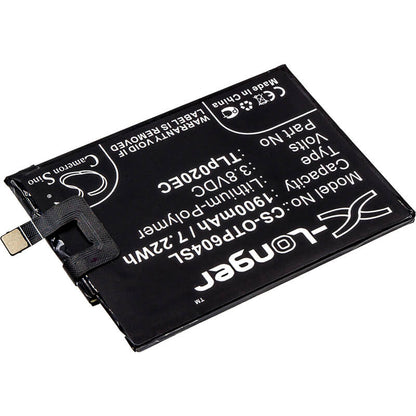 3.8V, 1900mAh, Li-Polymer Battery fits Alcatel, One Touch Pop Up, One Touch Pop Up Lte Dual Sim, 7.22Wh