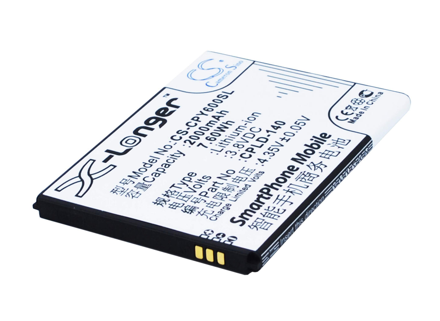 3.8V, 2000mAh, Li-ion Battery fits Coolpad, 5316, 8713, 7.6Wh