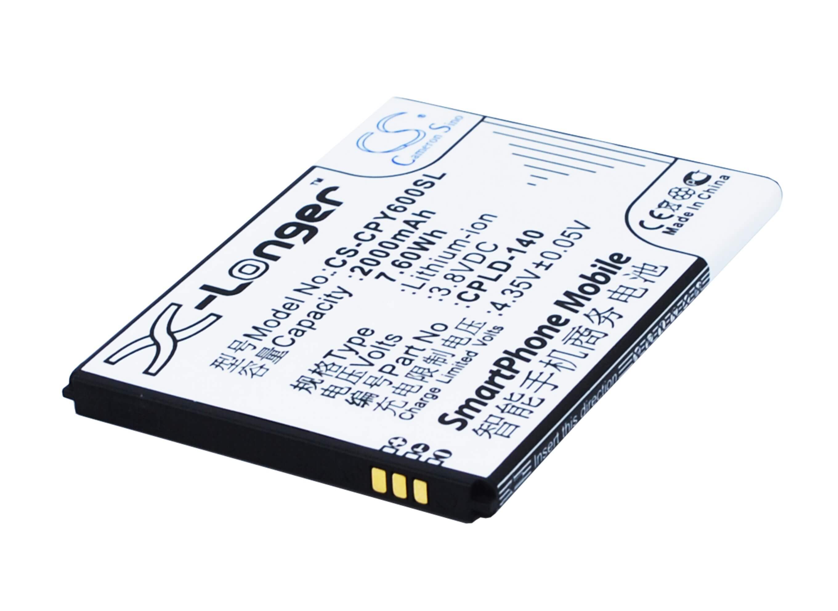 3.8V, 2000mAh, Li-ion Battery fits Coolpad, 5316, 8713, 7.6Wh