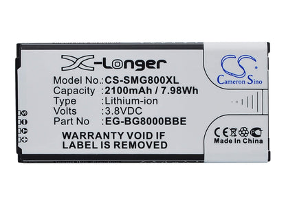 3.85V, 2100mAh, Li-ion Battery fits Samsung, Galaxy S5 Dx, Galaxy S5 Mini, 8.085Wh