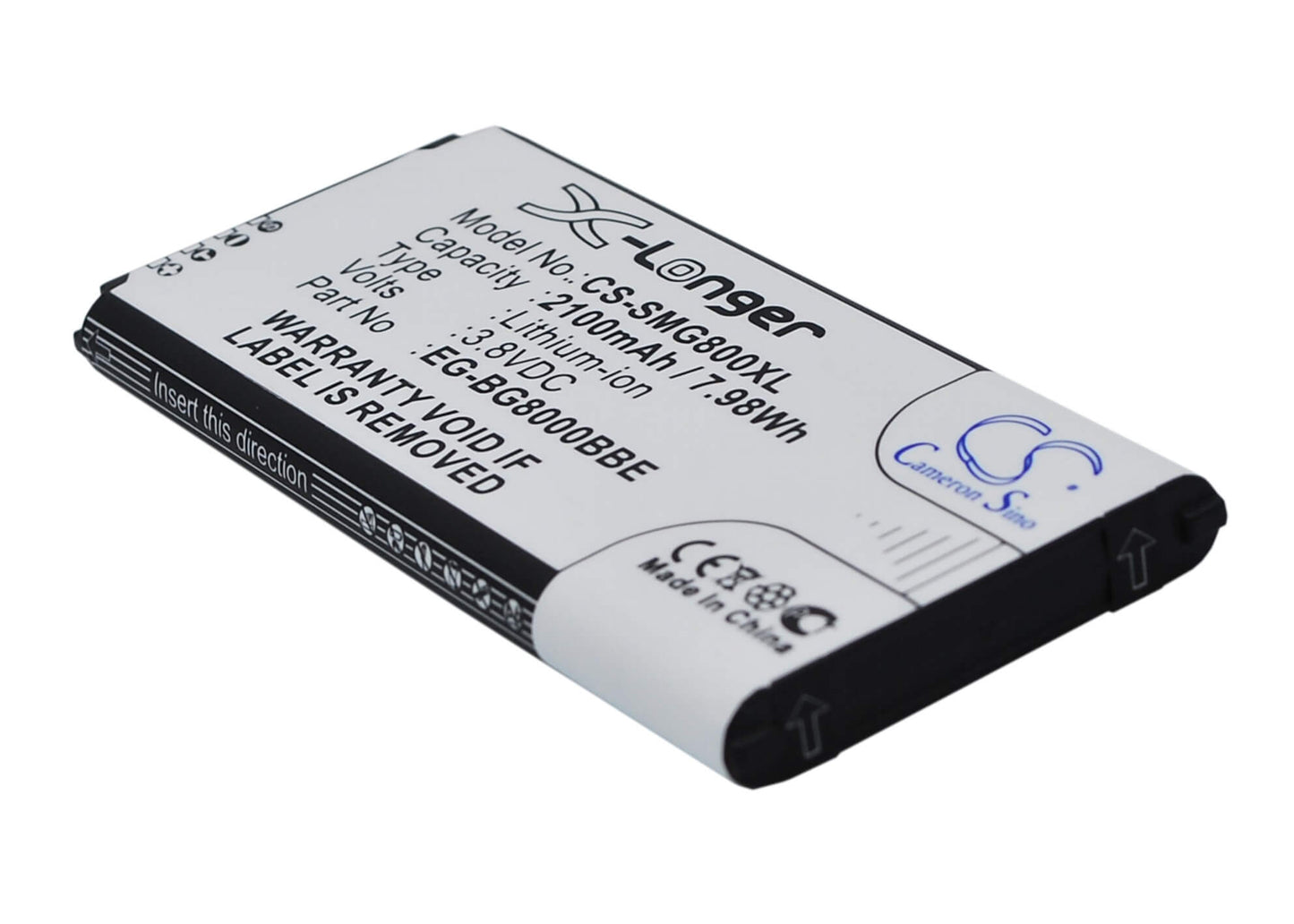 3.85V, 2100mAh, Li-ion Battery fits Samsung, Galaxy S5 Dx, Galaxy S5 Mini, 8.085Wh