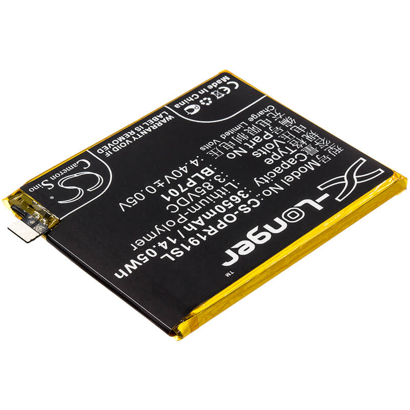 3.85V, 3650mAh, Li-Polymer Battery fits Oppo, 1917, Cph1917, 14.0525Wh