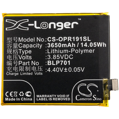 3.85V, 3650mAh, Li-Polymer Battery fits Oppo, 1917, Cph1917, 14.0525Wh
