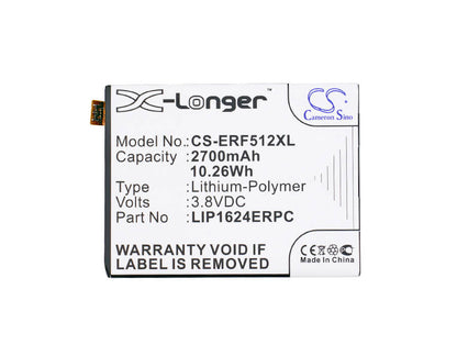 3.8V, 2700mAh, Li-Polymer Battery fits Sony Ericsson, F5121, F5122, 10.26Wh