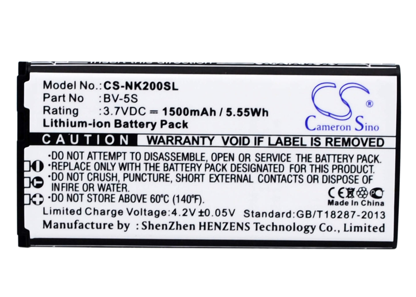 3.7V, 1500mAh, Li-ion Battery fits Nokia, Rm-1013, X2, 5.55Wh