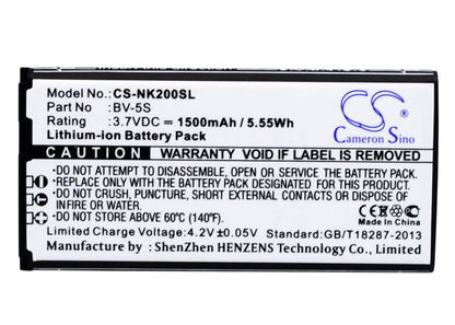 3.7V, 1500mAh, Li-ion Battery fits Nokia, Rm-1013, X2, 5.55Wh
