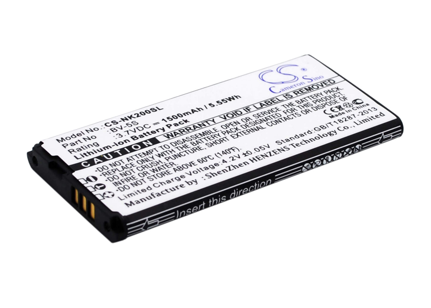 3.7V, 1500mAh, Li-ion Battery fits Nokia, Rm-1013, X2, 5.55Wh
