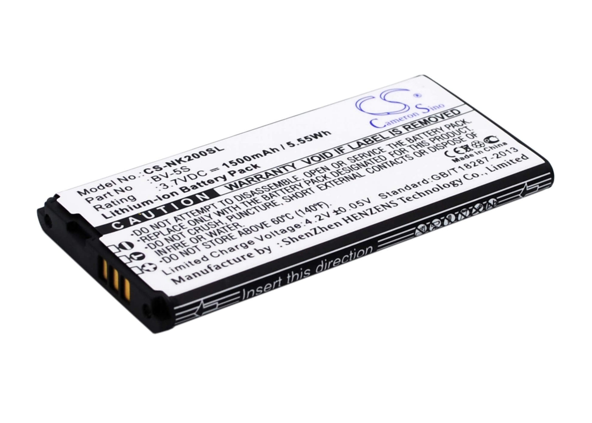 3.7V, 1500mAh, Li-ion Battery fits Nokia, Rm-1013, X2, 5.55Wh