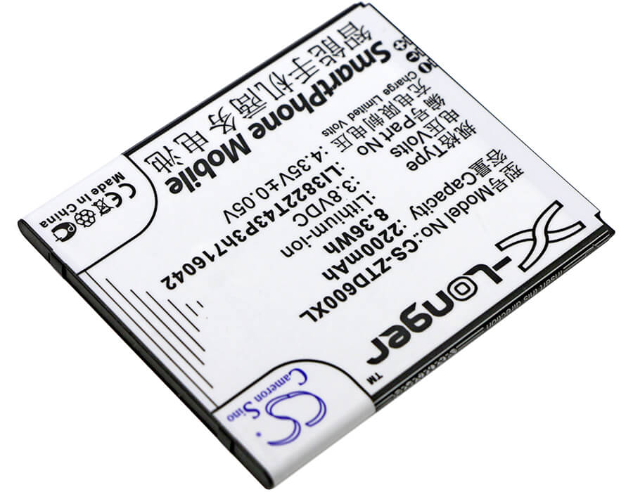 3.8V, 2200mAh, Li-ion Battery fits Zte, Blade D6, Blade D6 Dual Sim, 8.36Wh