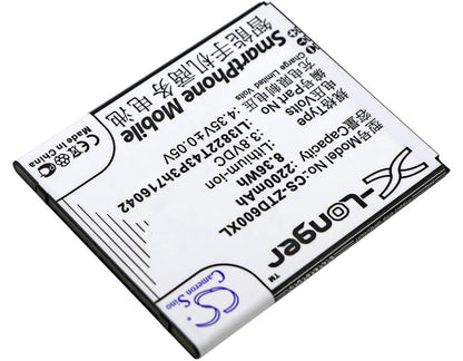 3.8V, 2200mAh, Li-ion Battery fits Zte, Blade D6, Blade D6 Dual Sim, 8.36Wh