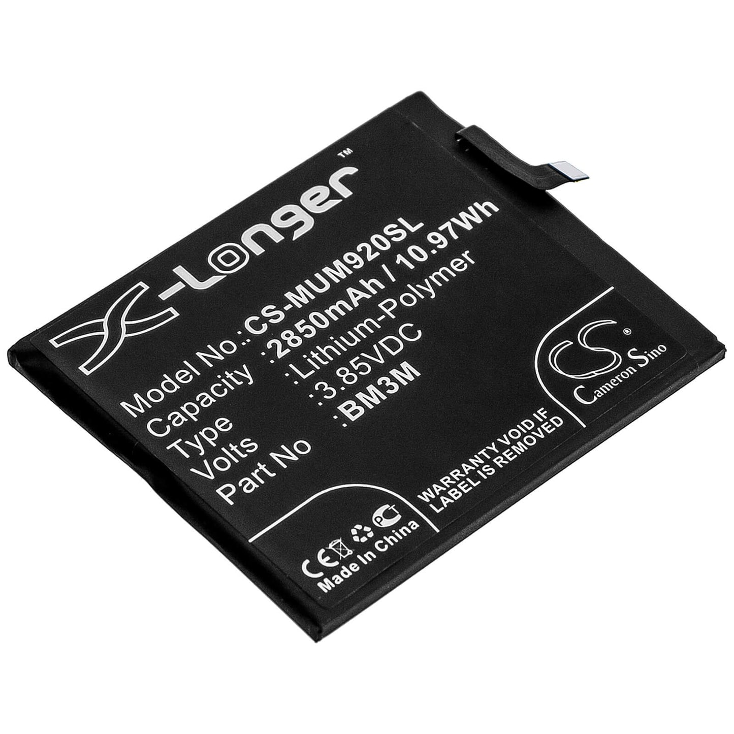 3.85V, 2850mAh, Li-Polymer Battery fits Xiaomi, Mi 9se, 10.9725Wh