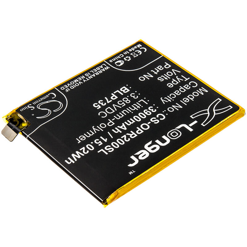 3.85V, 3900mAh, Li-Polymer Battery fits Oppo, Cph1907, Cph1989, 15.015Wh