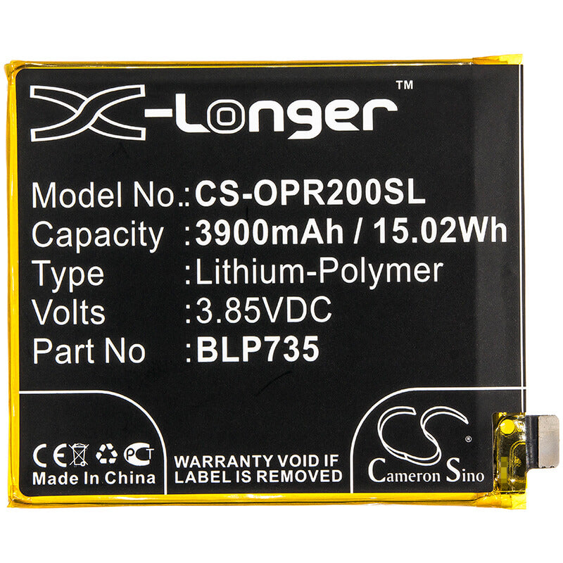 3.85V, 3900mAh, Li-Polymer Battery fits Oppo, Cph1907, Cph1989, 15.015Wh