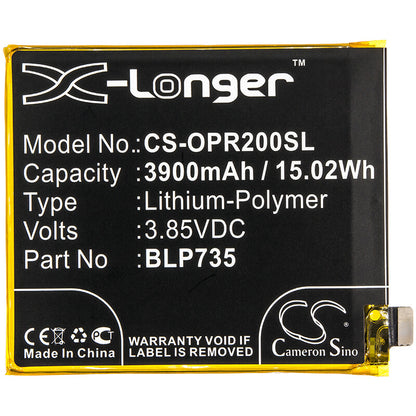 3.85V, 3900mAh, Li-Polymer Battery fits Oppo, Cph1907, Cph1989, 15.015Wh