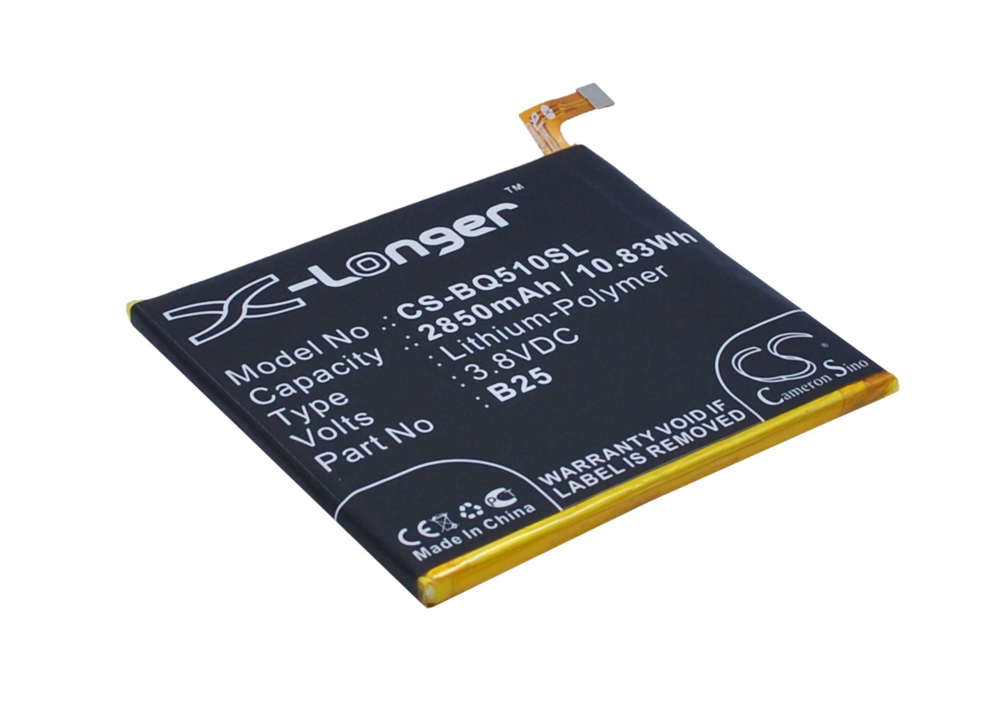 3.8V, 2850mAh, Li-Polymer Battery fits Bq, 759, 760, 10.83Wh