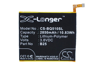 3.8V, 2850mAh, Li-Polymer Battery fits Bq, 759, 760, 10.83Wh