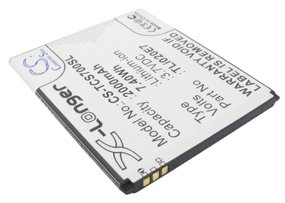 3.7V, 2000mAh, Li-ion Battery fits Tcl, J620, S700t, 7.4Wh