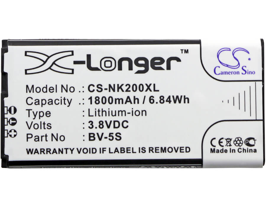 3.8V, 1800mAh, Li-ion Battery fits Nokia, Rm-1013, X2, 6.84Wh