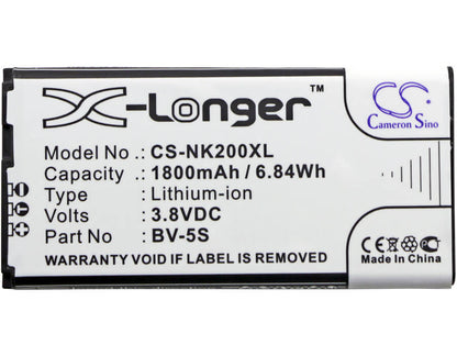3.8V, 1800mAh, Li-ion Battery fits Nokia, Rm-1013, X2, 6.84Wh