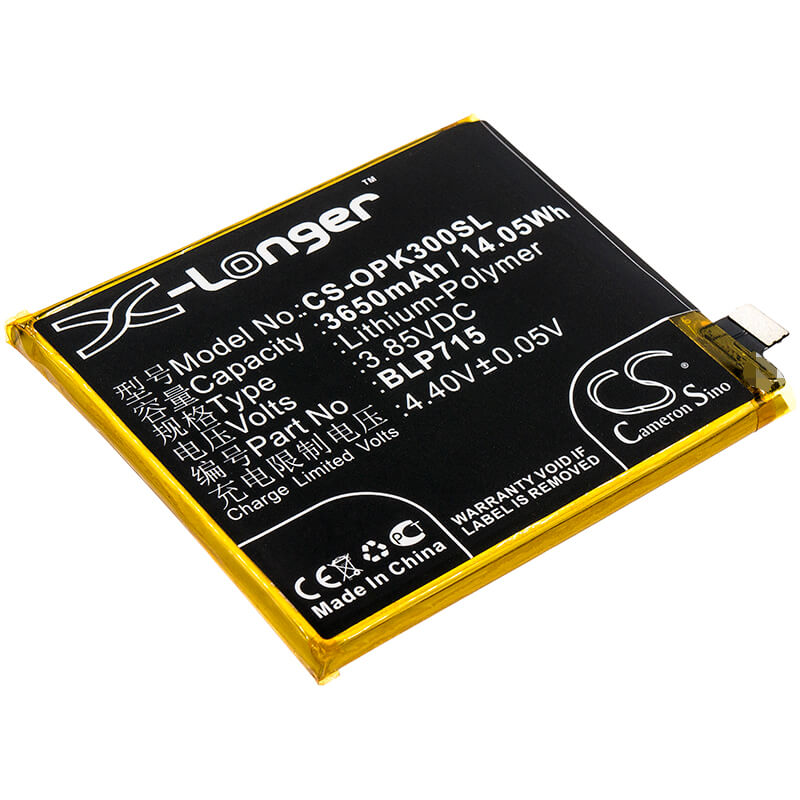 3.85V, 3650mAh, Li-Polymer Battery fits Oppo, K3, K3 Premium Edition, 14.0525Wh