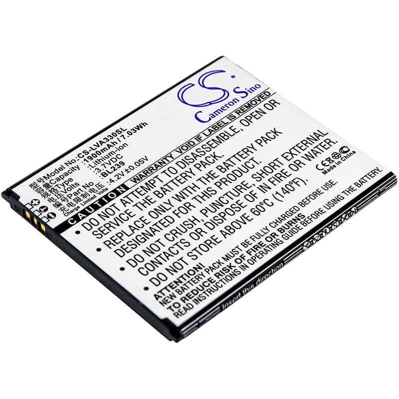 3.7V, 1900mAh, Li-ion Battery fits Lenovo, A330e, A3500, 7.03Wh