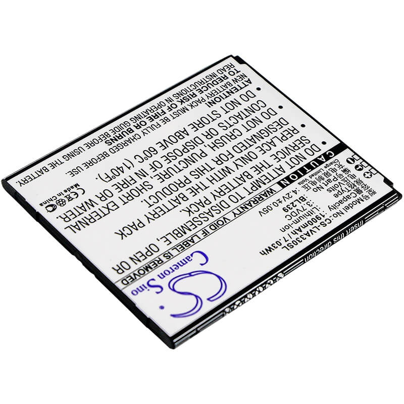 3.7V, 1900mAh, Li-ion Battery fits Lenovo, A330e, A3500, 7.03Wh