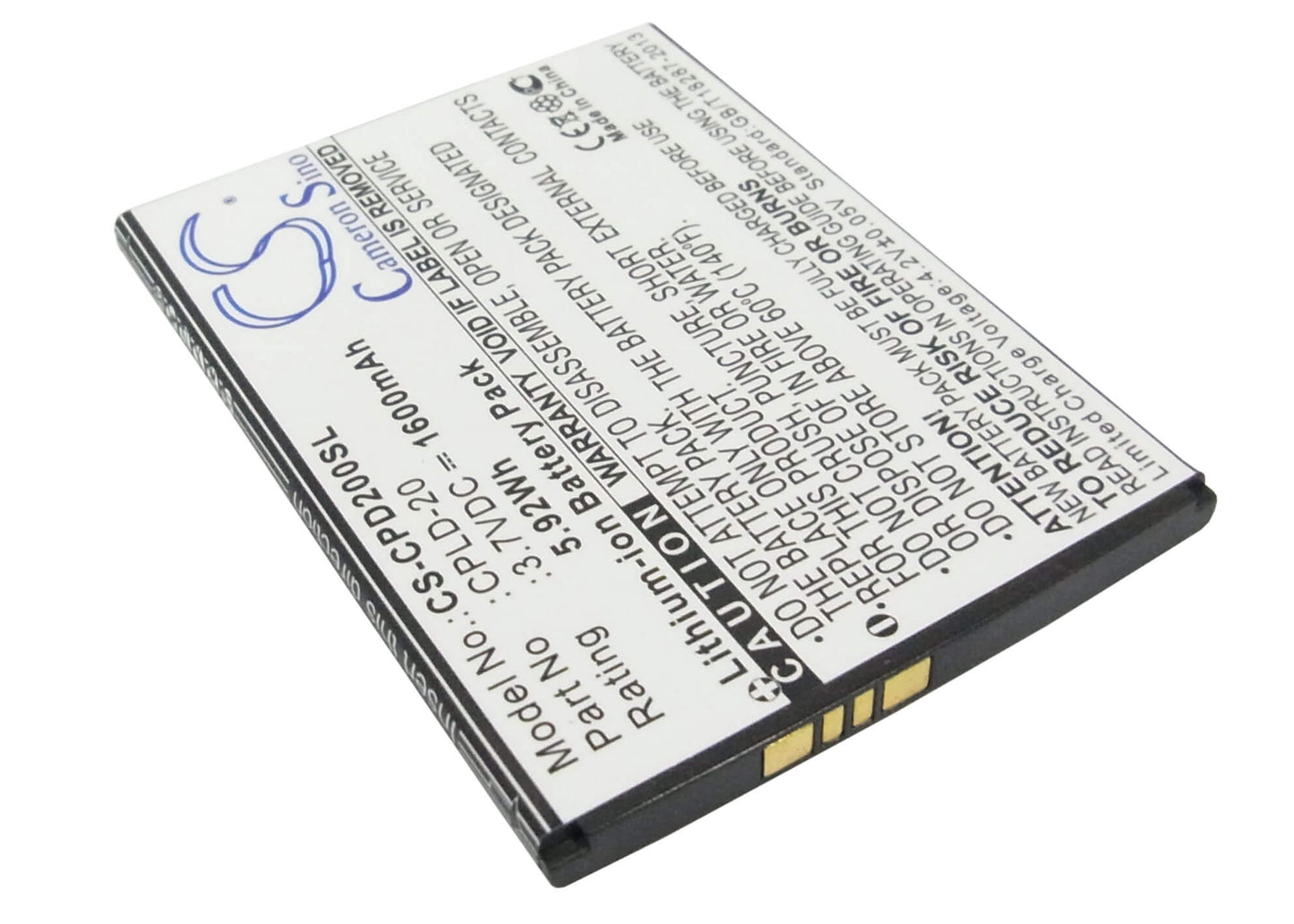 3.7V, 1600mAh, Li-ion Battery fits Coolpad, 8730, 8736, 5.92Wh