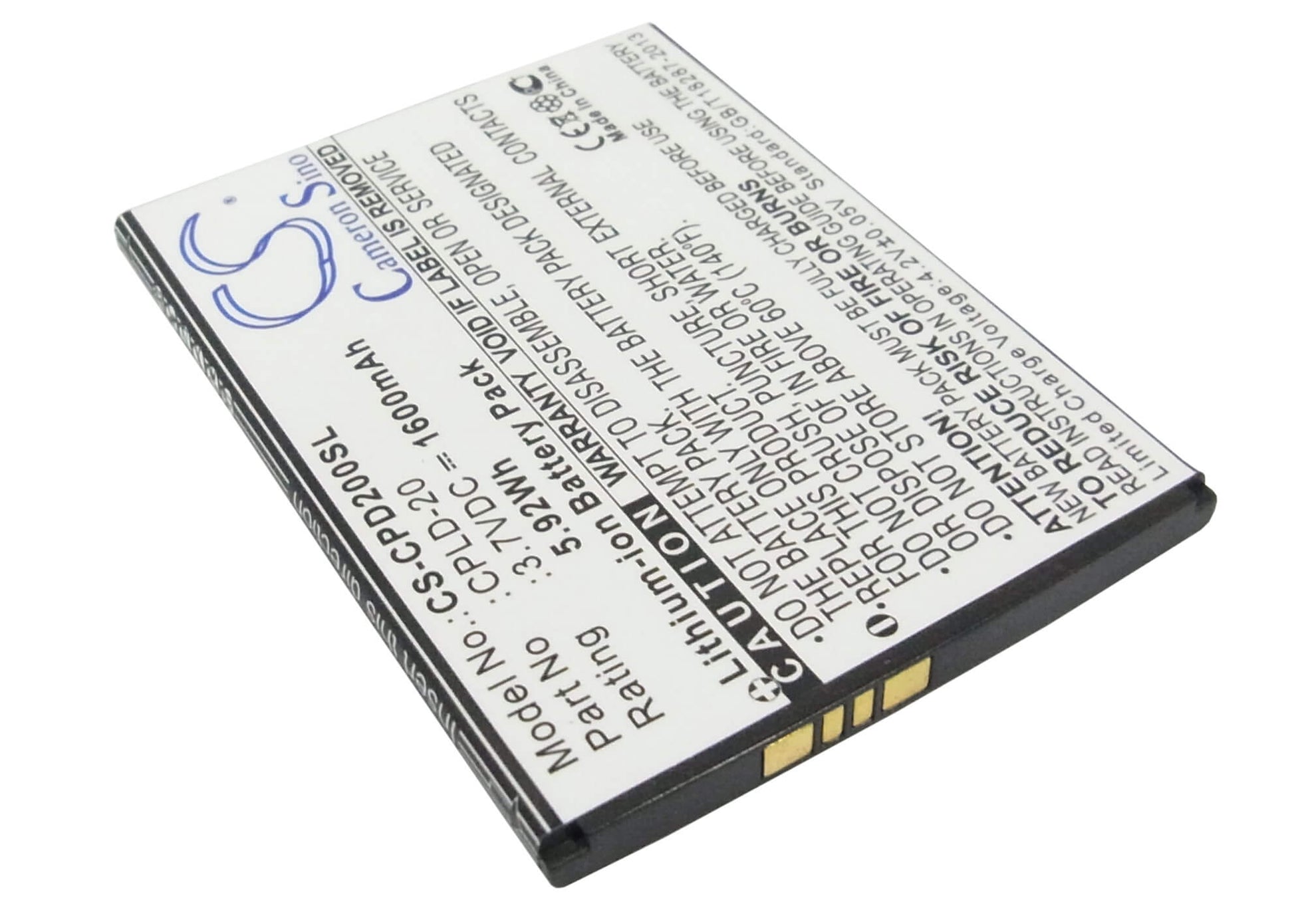 3.7V, 1600mAh, Li-ion Battery fits Coolpad, 8730, 8736, 5.92Wh