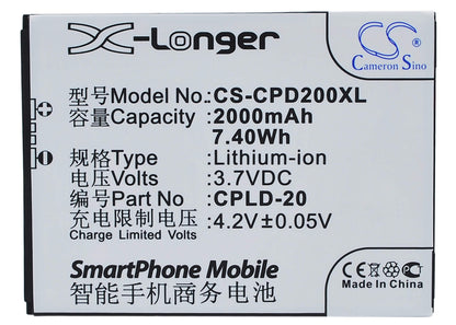 3.7V, 2000mAh, Li-ion Battery fits Coolpad, 8730, 8736, 7.4Wh
