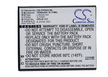 3.7V, 1650mAh, Li-ion Battery fits Coolpad, 5311, 7251, 6.105Wh