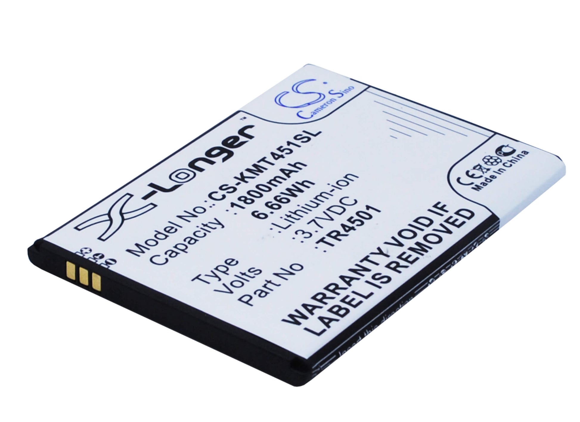 3.7V, 1800mAh, Li-ion Battery fits Kazam, Trooper 451, Trooper 451 Dual Sim, 6.66Wh