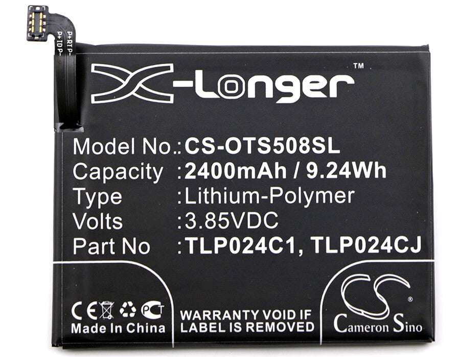 3.85V, 2400mAh, Li-Polymer Battery fits Alcatel, 1x Evolve, 1x Evolve 5059z, 9.24Wh