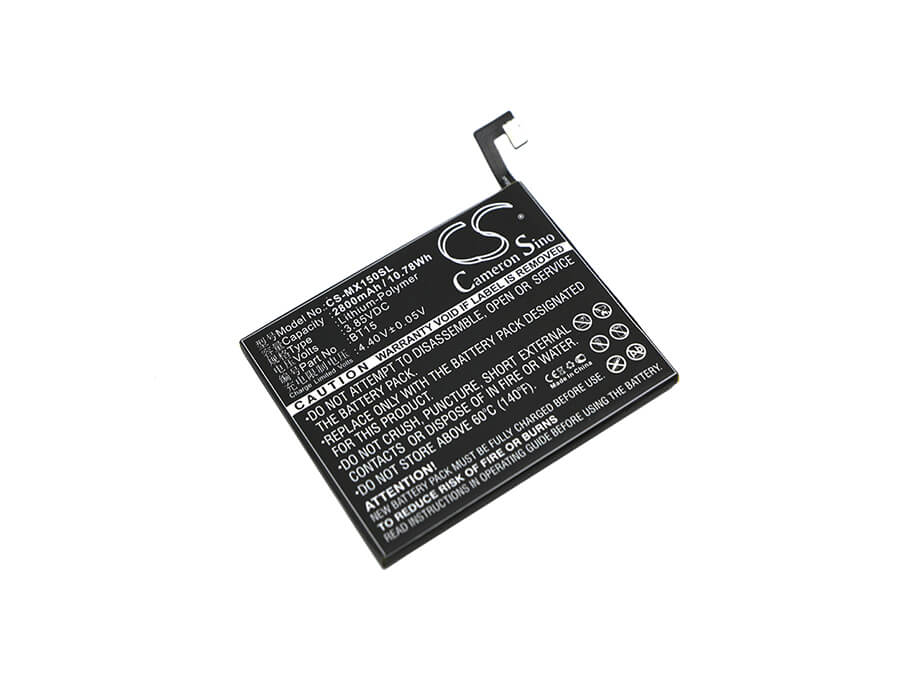 3.85V, 2800mAh, Li-Polymer Battery fits Meizu, M3s, Meilan 3s, 10.78Wh