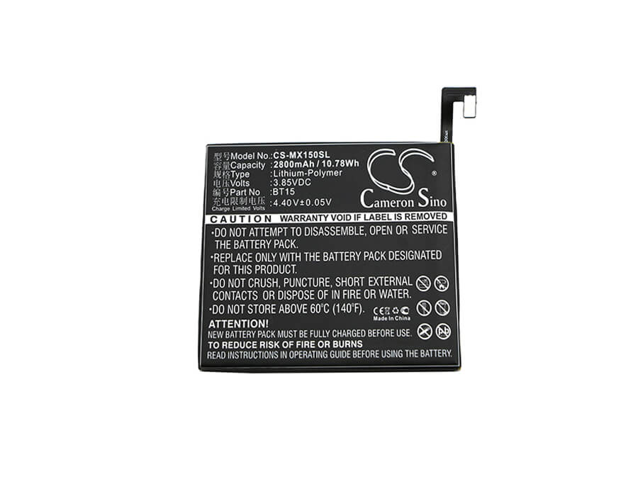 3.85V, 2800mAh, Li-Polymer Battery fits Meizu, M3s, Meilan 3s, 10.78Wh