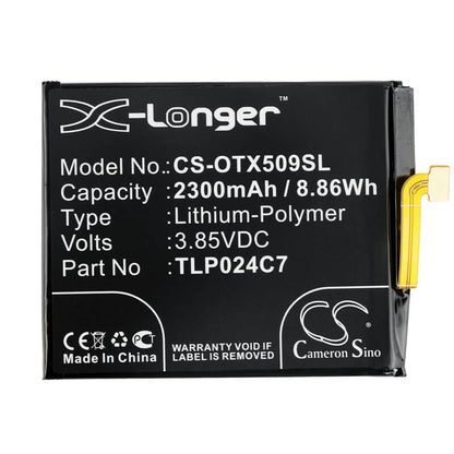 3.85V, 2300mAh, Li-Polymer Battery fits Alcatel, 1x, 1x Dual Sim, 8.855Wh