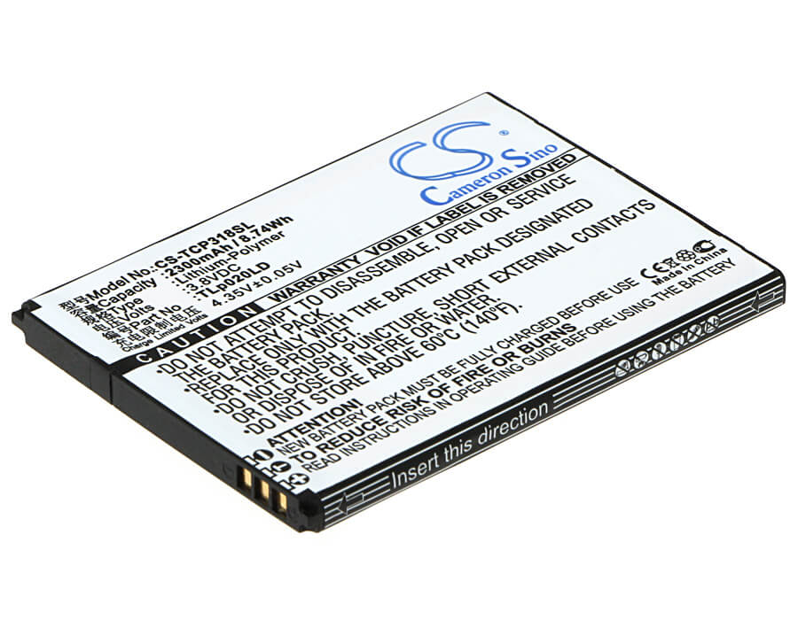 3.8V, 2300mAh, Li-Polymer Battery fits Tcl, P307l, P308l, 8.74Wh