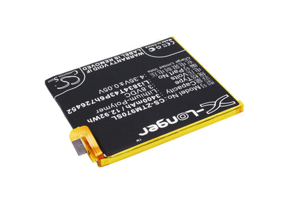 3.8V, 3400mAh, Li-Polymer Battery fits Zte, A450, Blade A450, 12.92Wh
