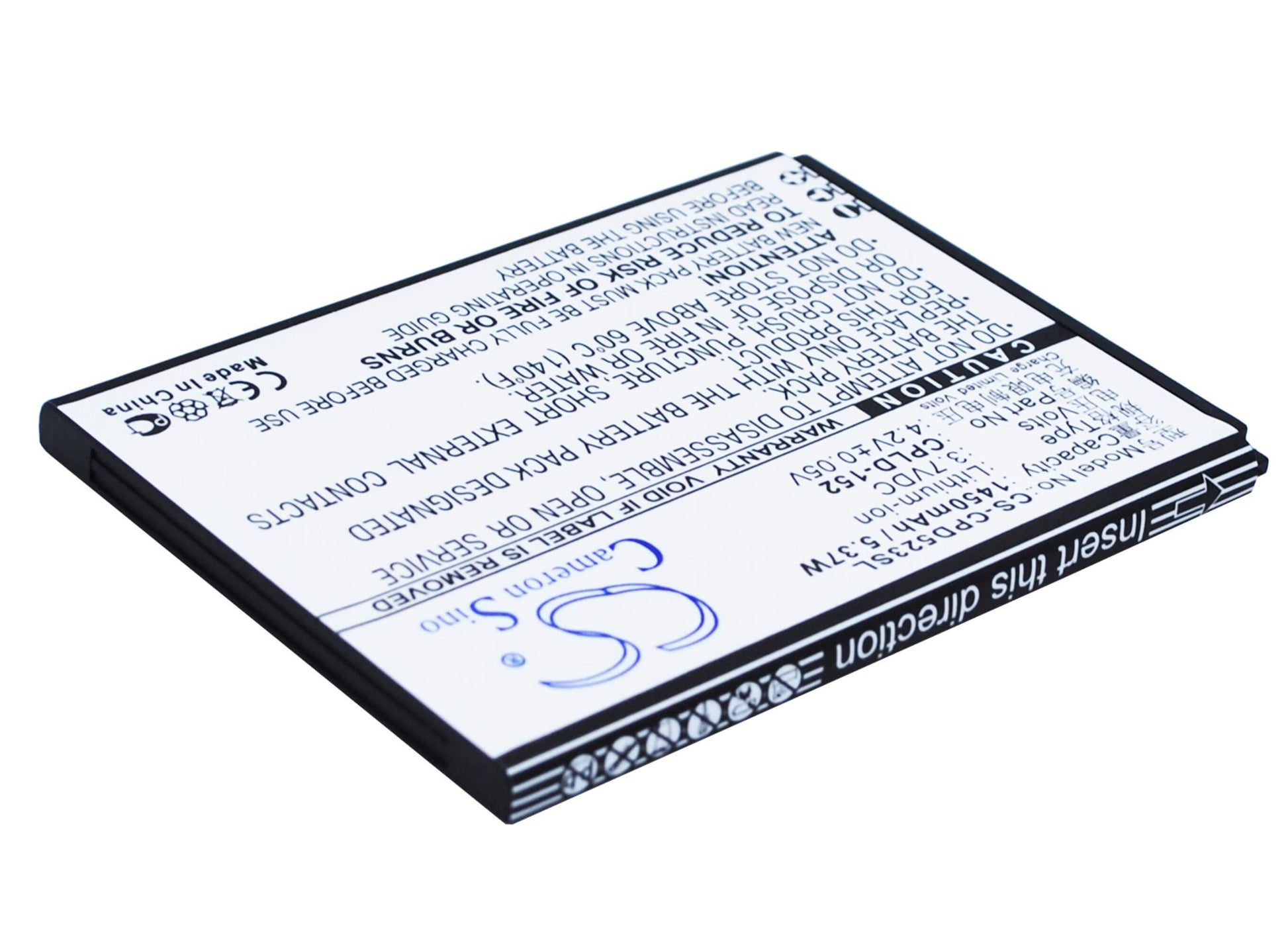 3.7V, 1450mAh, Li-ion Battery fits Coolpad, 5263, 5360, 5.365Wh