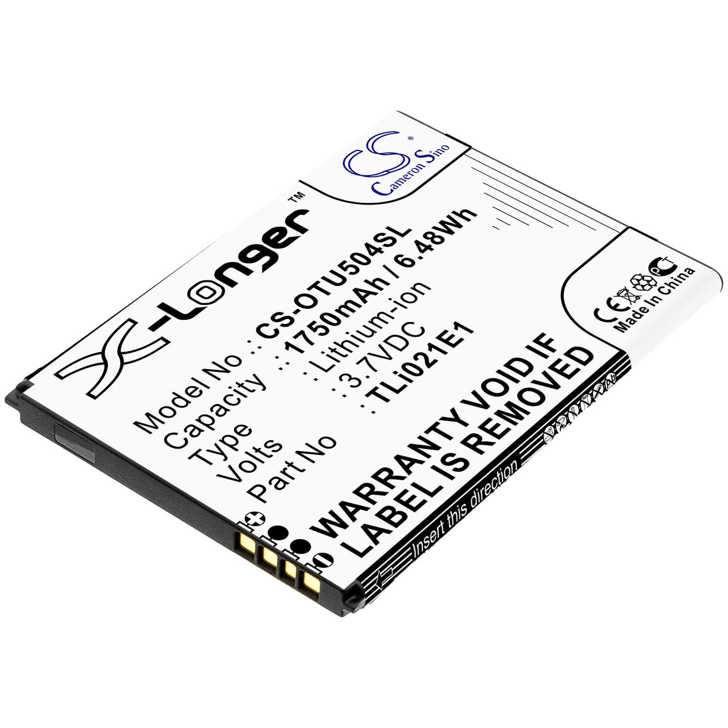 3.7V, 1750mAh, Li-ion Battery fits Alcatel, Ot-5047u, U5 Hd, 6.475Wh