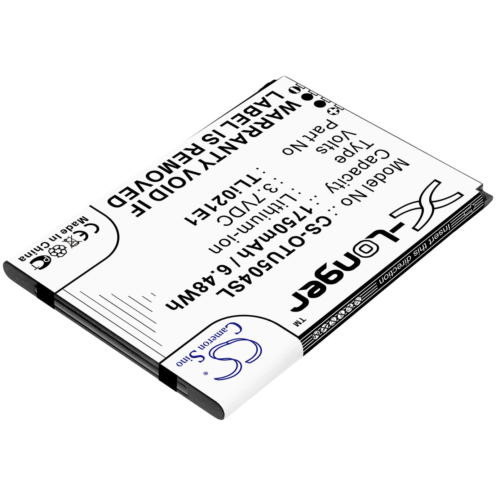 3.7V, 1750mAh, Li-ion Battery fits Alcatel, Ot-5047u, U5 Hd, 6.475Wh