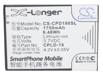 3.7V, 1750mAh, Li-ion Battery fits Coolpad, 5895, 5930, 6.475Wh