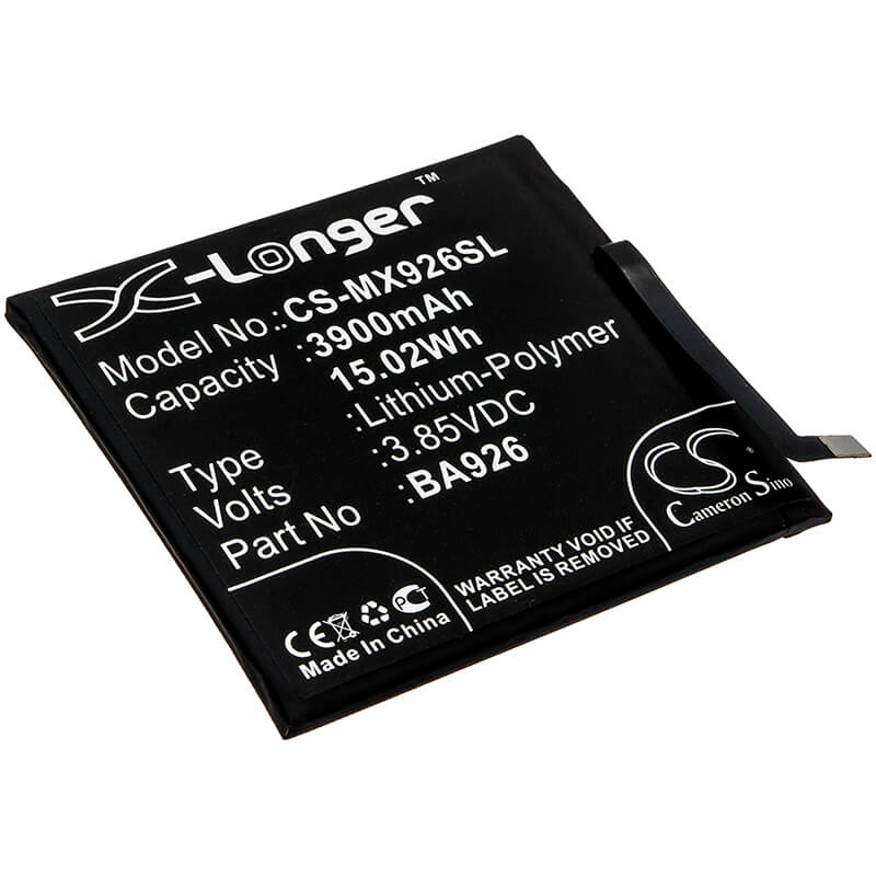 3.85V, 3900mAh, Li-Polymer Battery fits Meizu, 16xs, M1926, 15.015Wh