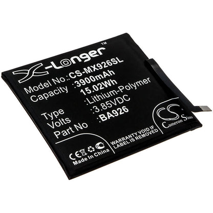 3.85V, 3900mAh, Li-Polymer Battery fits Meizu, 16xs, M1926, 15.015Wh