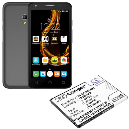 3.8V, 1950mAh, Li-ion Battery fits Alcatel, One Touch 4 5.0, One Touch Pixi 4 (5), 7.41Wh